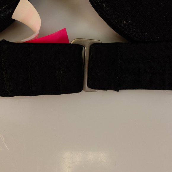 VICTORIA'S SECRET Black Balconette Bra 34A Padded Rhinestone Fabulous Ruched - Picture 7 of 12